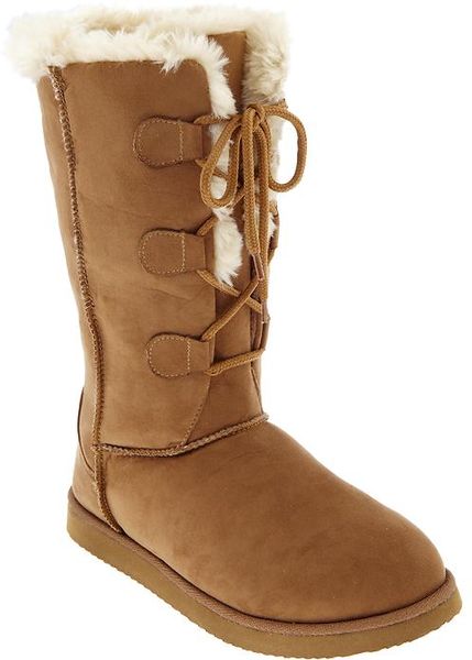 Old Navy Fauxsuede Laceup Boots in Brown (camel) | Lyst