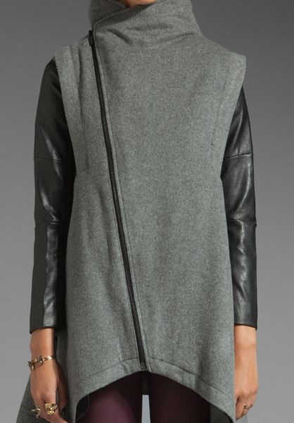 Kai Aakmann Funnel Neck Coat in Gray (heather grey) | Lyst