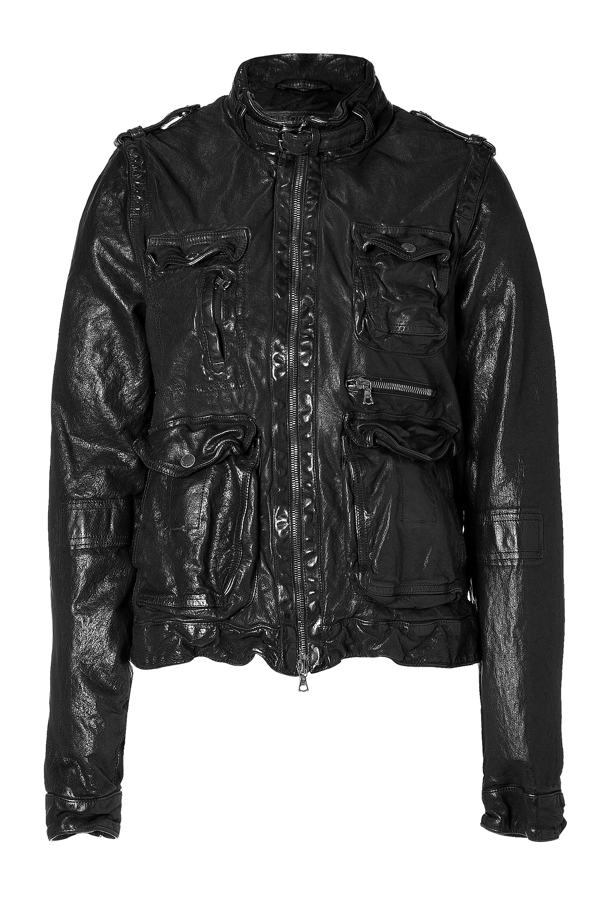 Neil Barrett Black Washed Leather Jacket in Black | Lyst
