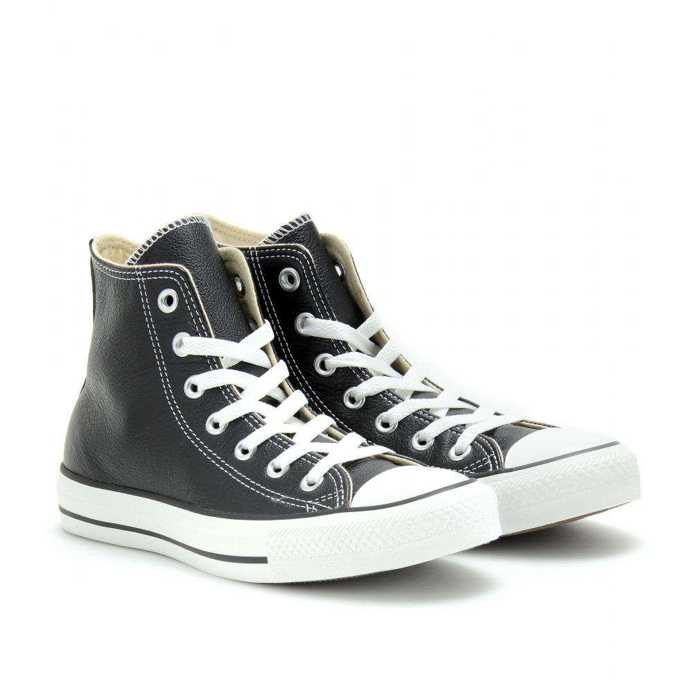 all black leather converse high tops