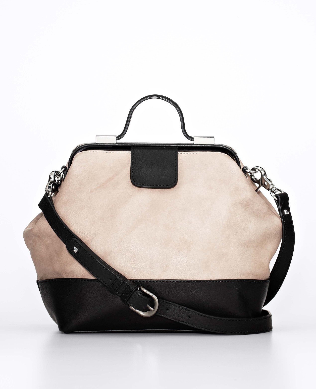 Lyst Ann Taylor Two Tone Leather Satchel Bag in Black