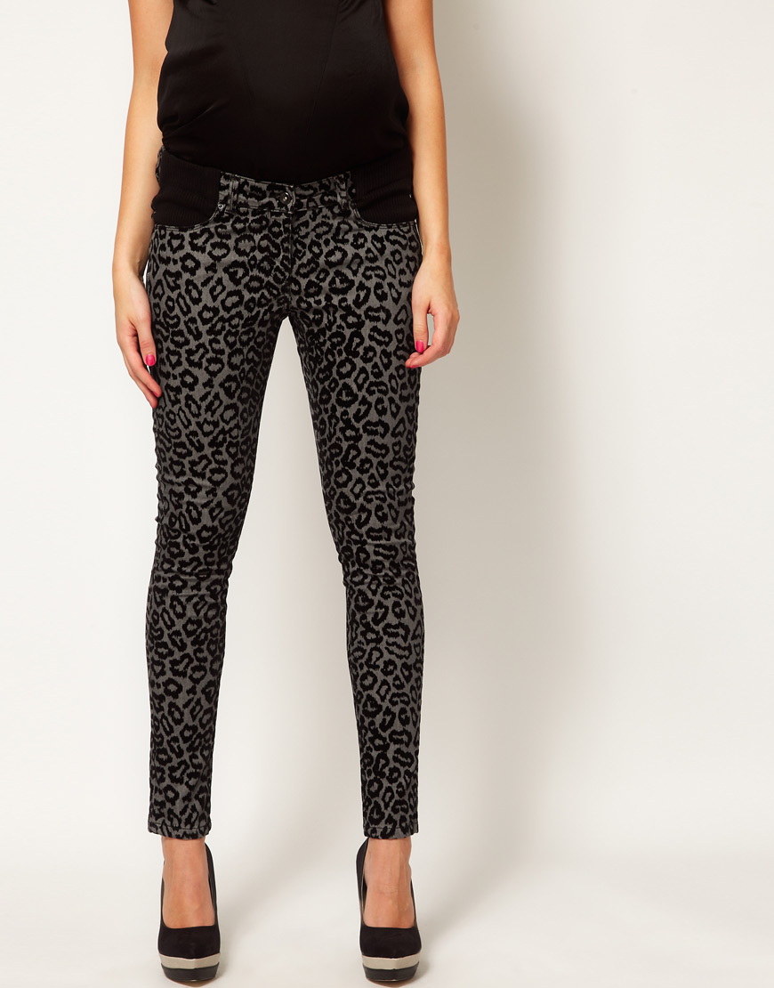black animal print jeans