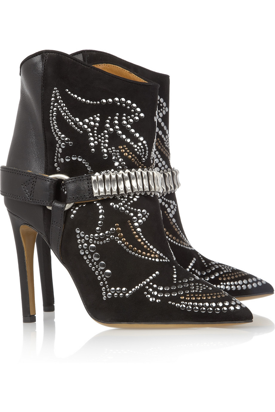 Isabel Marant Milwauke Studded Suede and Leather Ankle Boots in Black - Lyst