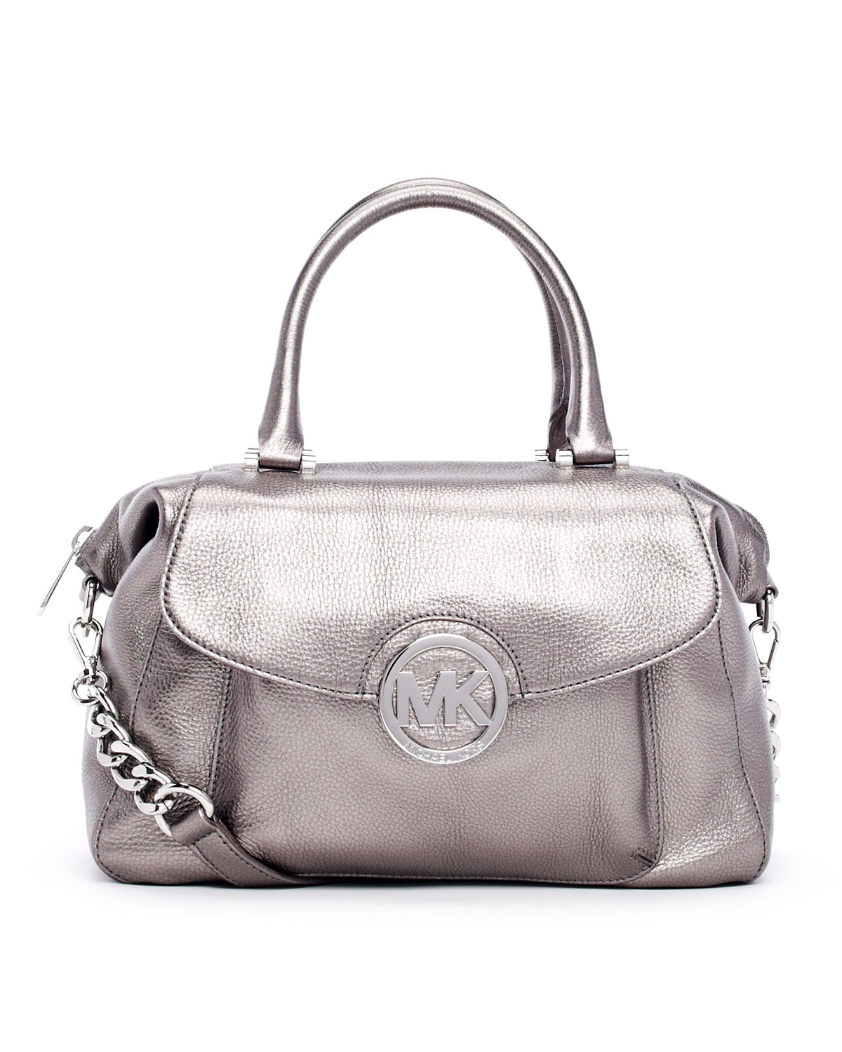 Lyst Michael Kors Large Fulton Metallic Pebbled Leather Satchel in