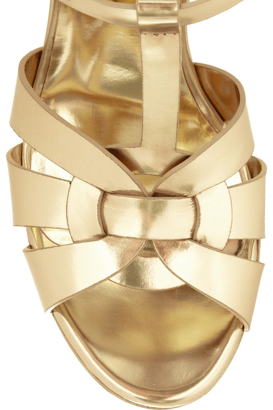 Saint Laurent Tribute Mirrored Leather Sandals in Gold (Metallic) - Lyst