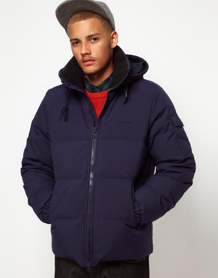 Lyst Carhartt Down Filled Jacket with Removable Hood in Blue for Men