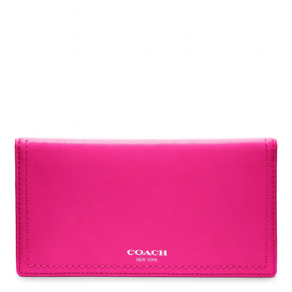 COACH Legacy Leather Checkbook Cover in Pink | Lyst