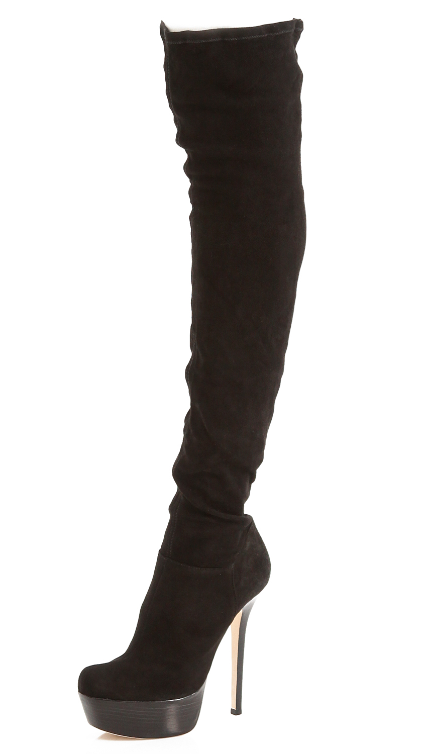 Alice + olivia Luke Suede Over The Knee Boots in Black | Lyst