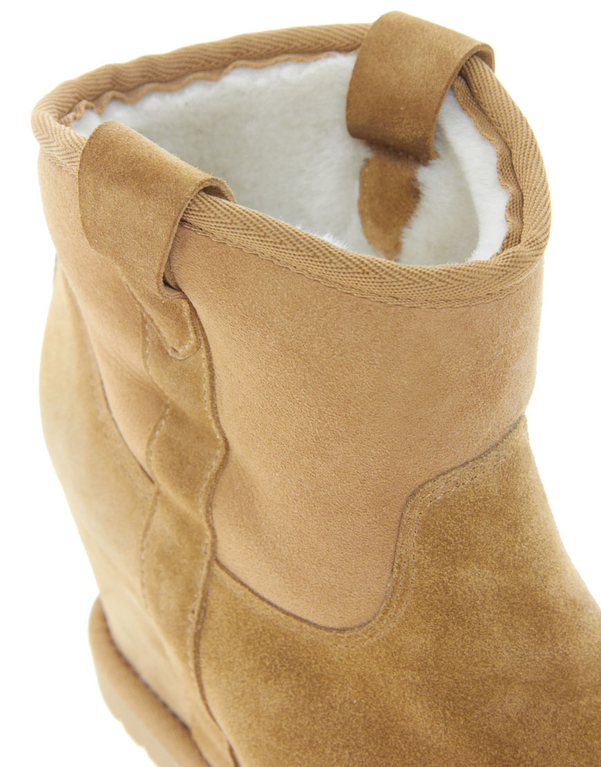 shearling wedge boots