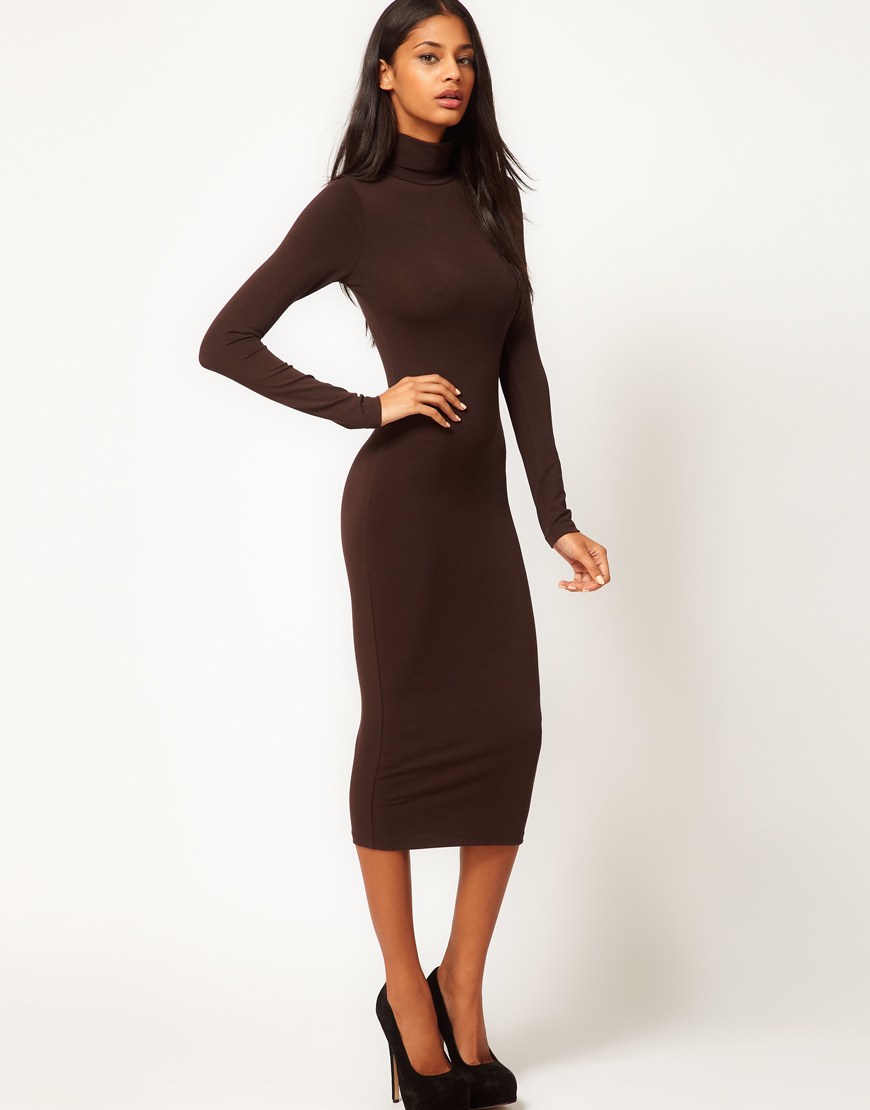 Brown Long Sleeve Dress