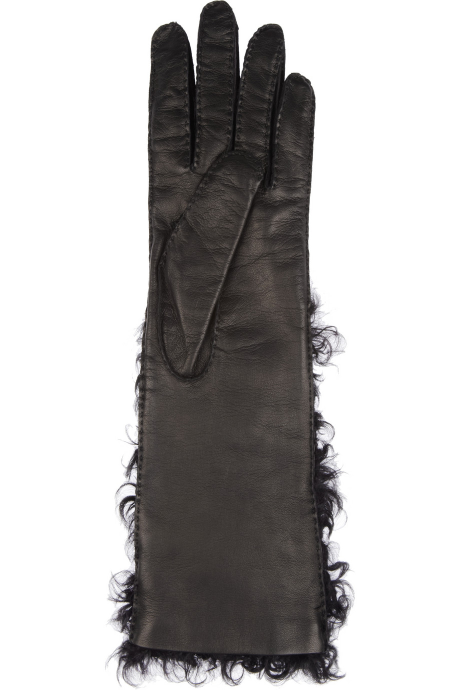 Dolce & Gabbana Leather and Shearling Gloves in Black - Lyst