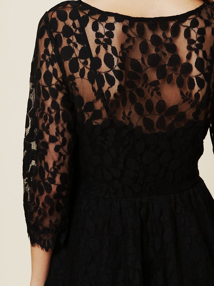 Lyst - Free People Floral Mesh Lace Dress in Black