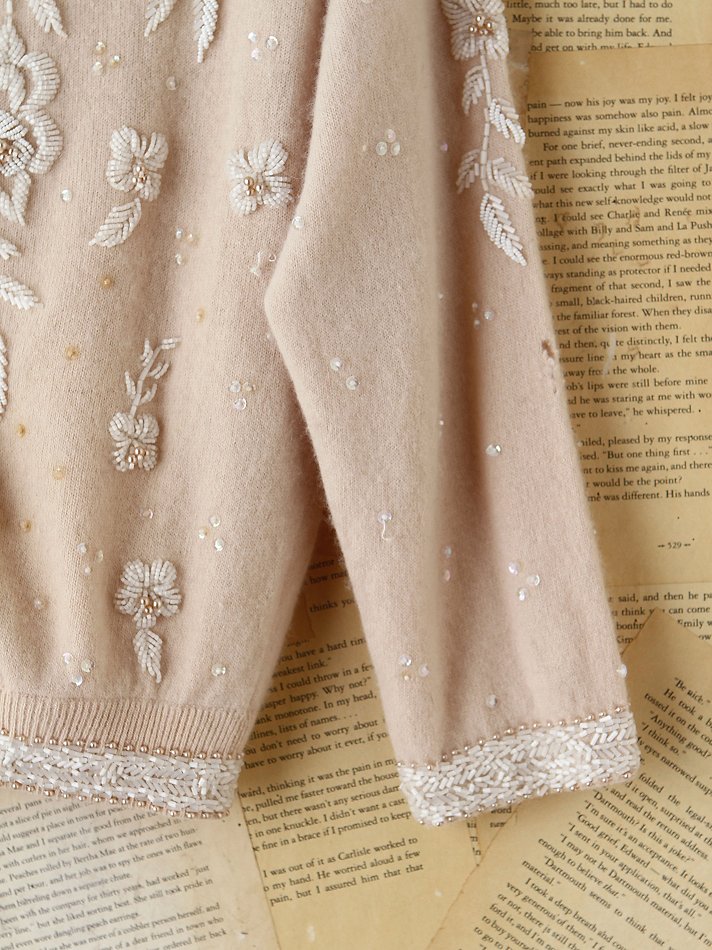 Lyst Free People Vintage Bead Embellished Cardigan in Natural