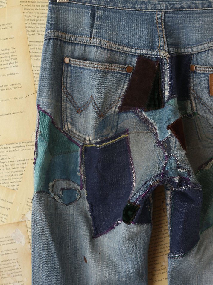 Free People Vintage Wrangler Patchwork Jeans in Denim (Blue) - Lyst