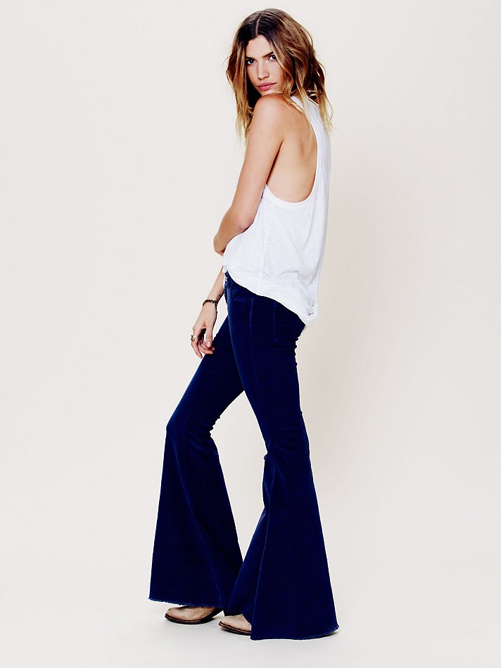 Lyst - Free People Cord Killer Super Flare Jeans in Blue