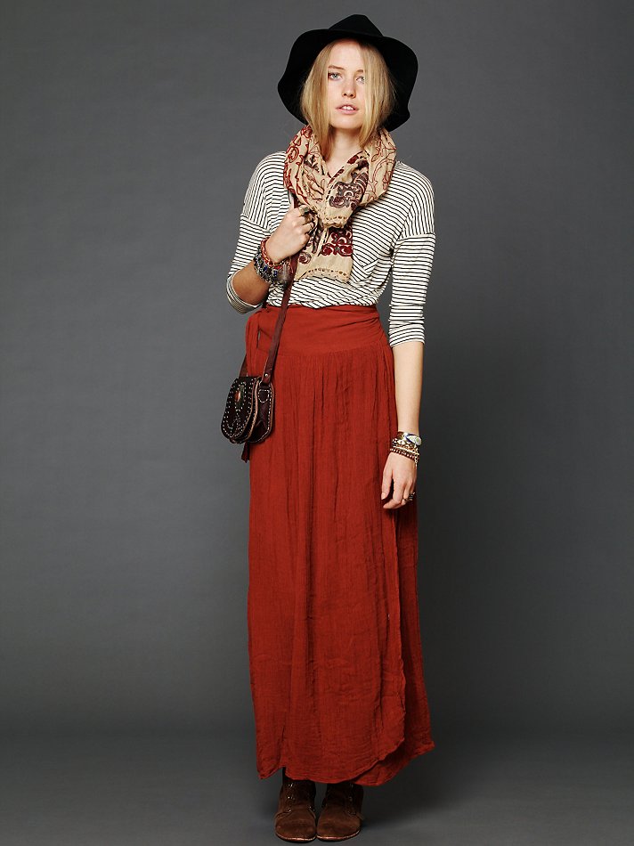rust maxi skirt