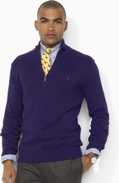 Polo Ralph Lauren Cotton Halfzip Sweater in Purple for Men (riding ...