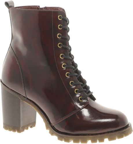River Island Sell Heeled Lace Up Boots in Red | Lyst