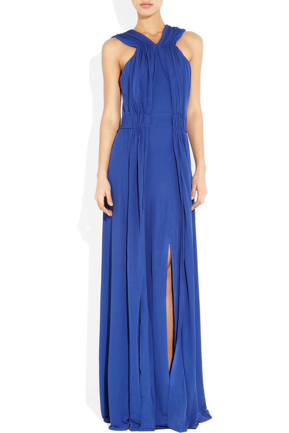 Issa Ruched Stretchcrepe Gown in Blue | Lyst
