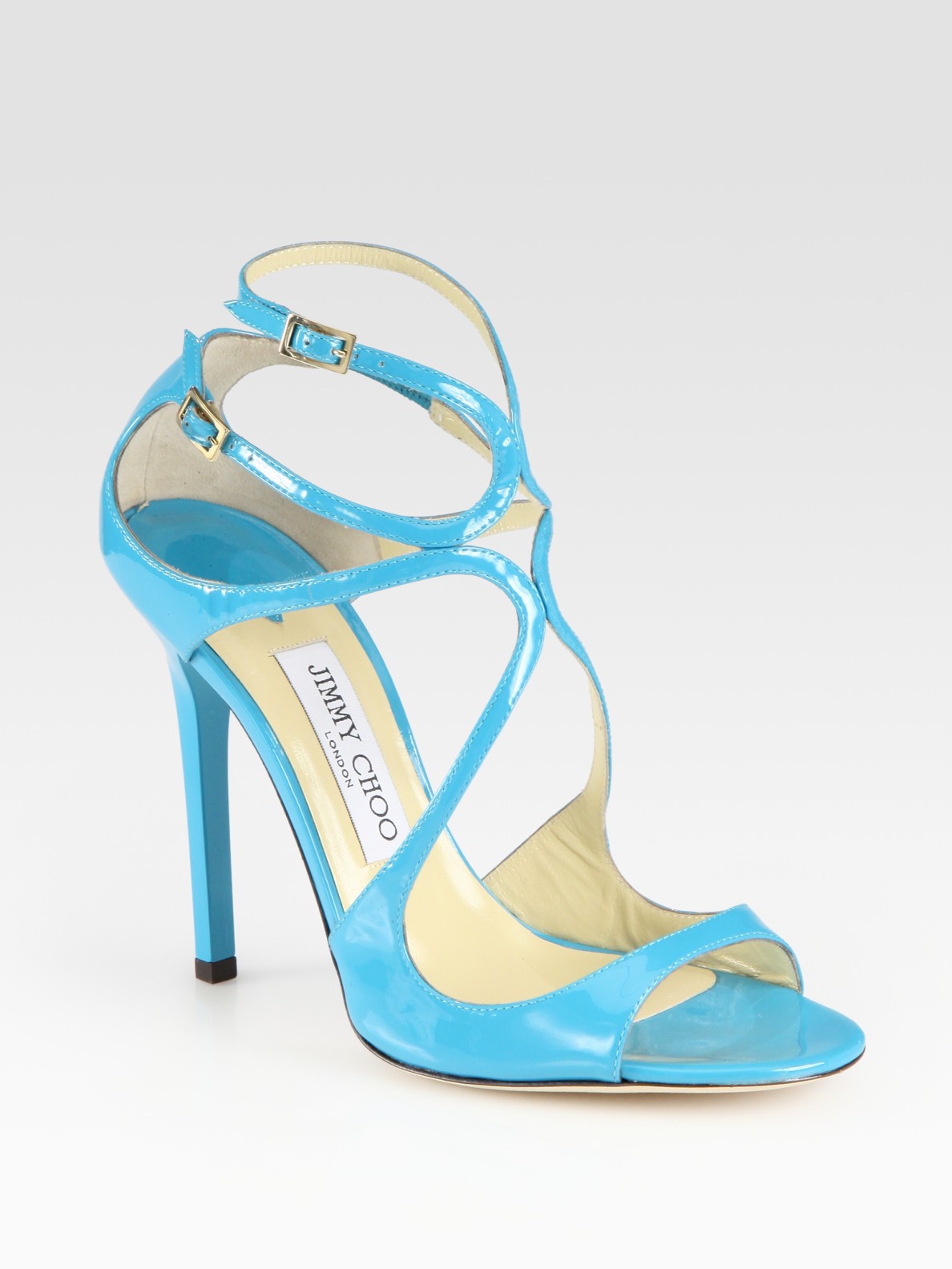 Jimmy Choo Lance Patent Leather Sandals in Turquoise (Blue) - Lyst