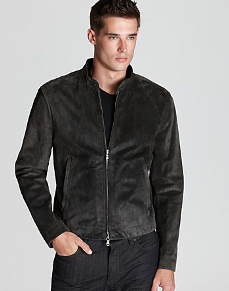 John Varvatos Usa Suede Moto Jacket in Gray for Men (kohl) | Lyst