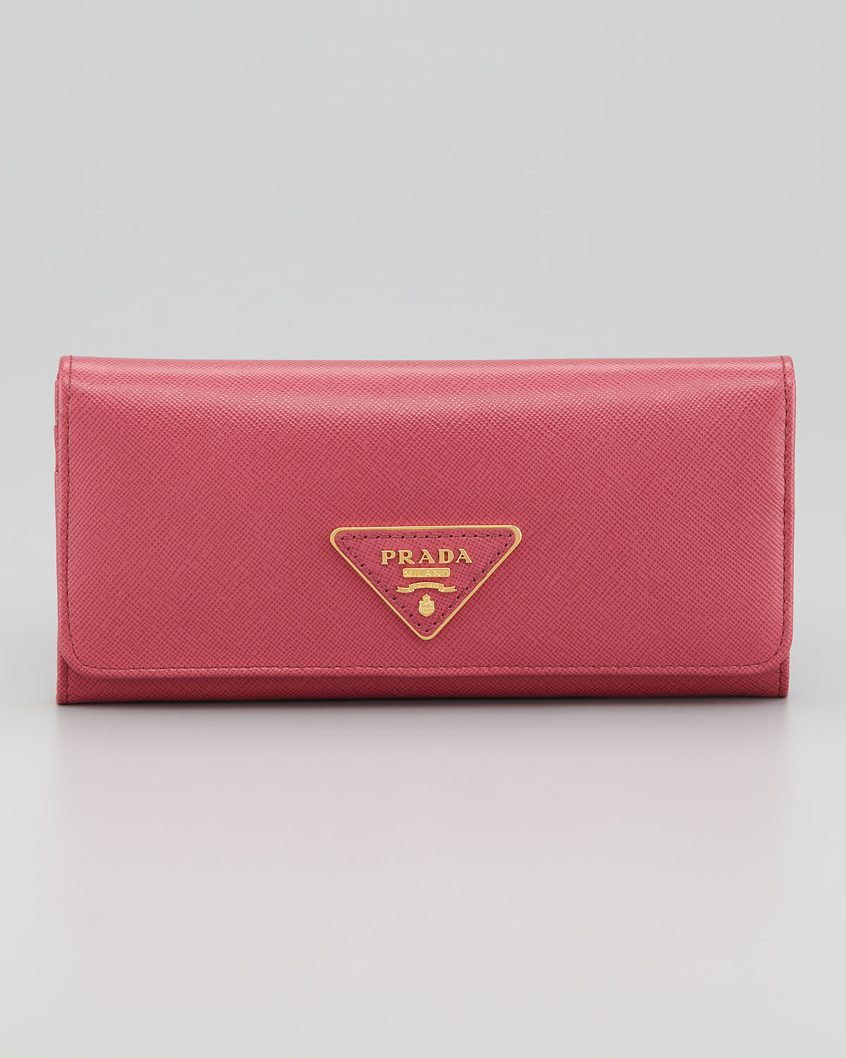 Prada Saffiano Flap Continental Wallet in Pink (orange) | Lyst  