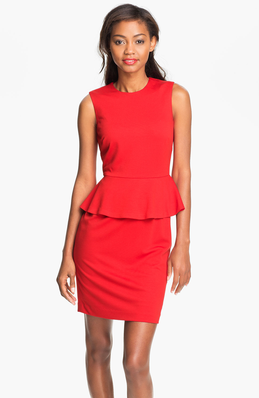 Vince Camuto Peplum Sheath Dress in Red (rouge) | Lyst