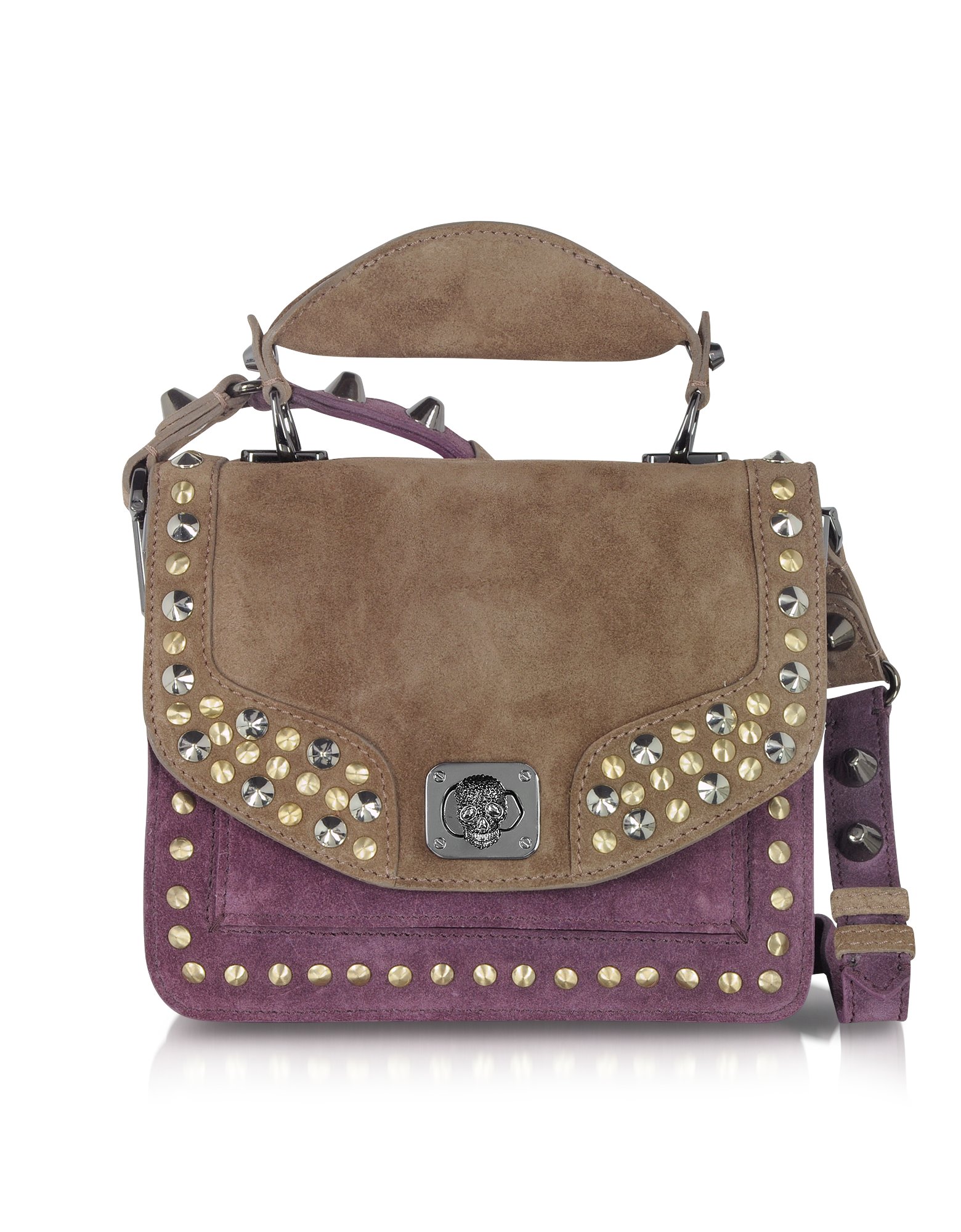 Zadig & Voltaire Shala Clous Deluxe Small Studded Suede Shoulder Bag in