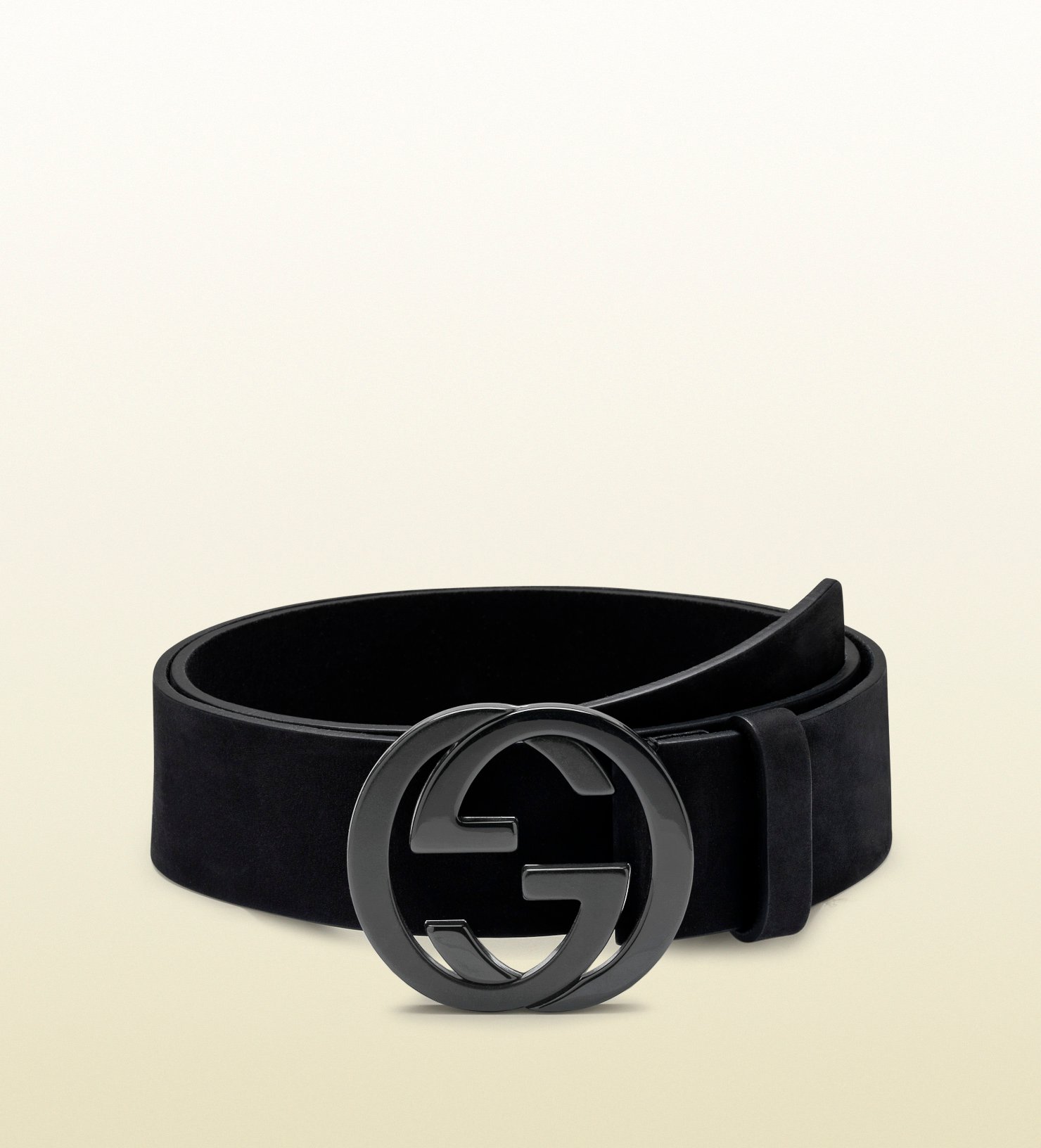 Gucci Black Suede Belt With Interlocking G Buckle in Black for Men | Lyst
