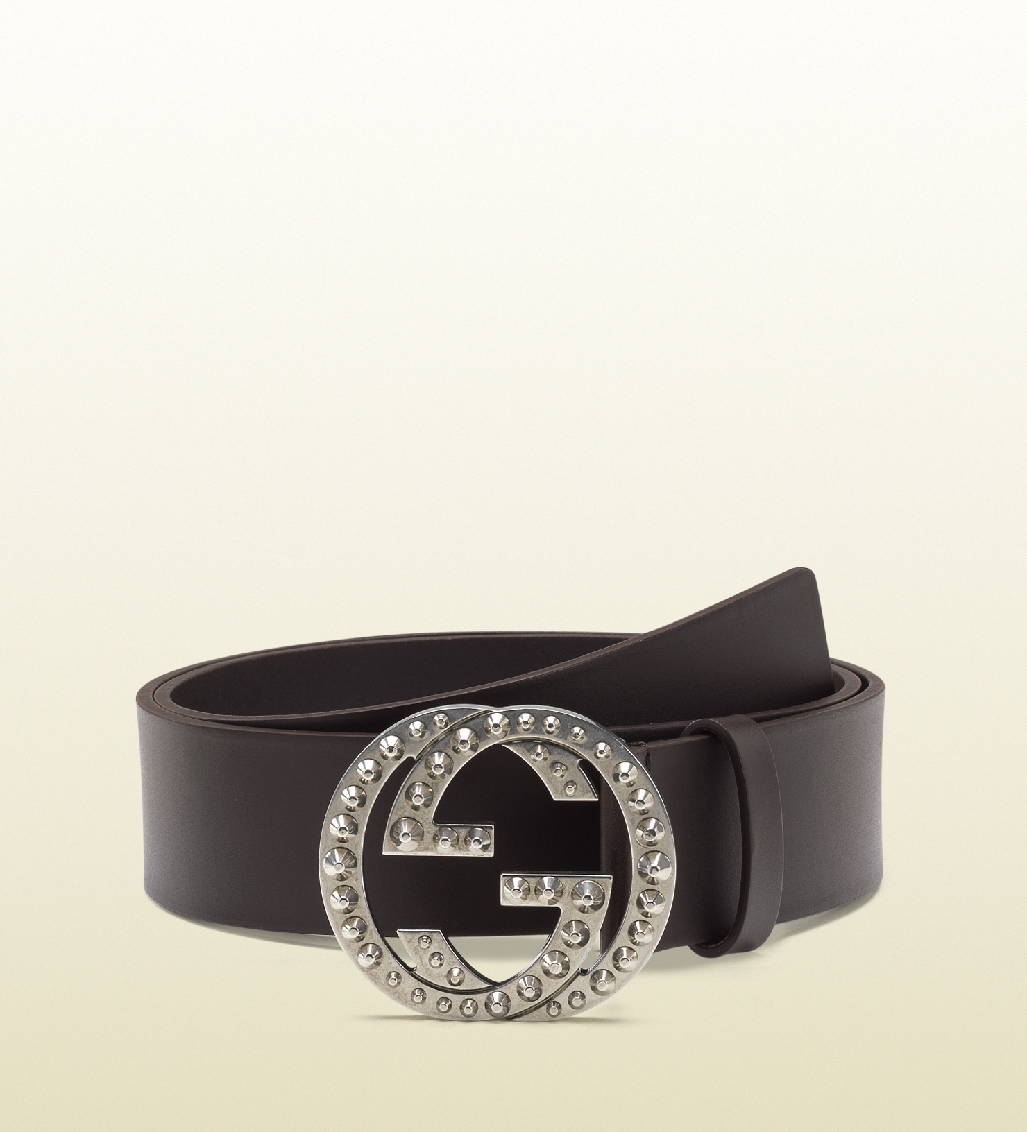 Lyst - Gucci Brown Leather Belt with Studded Interlocking G Buckle in Brown for Men