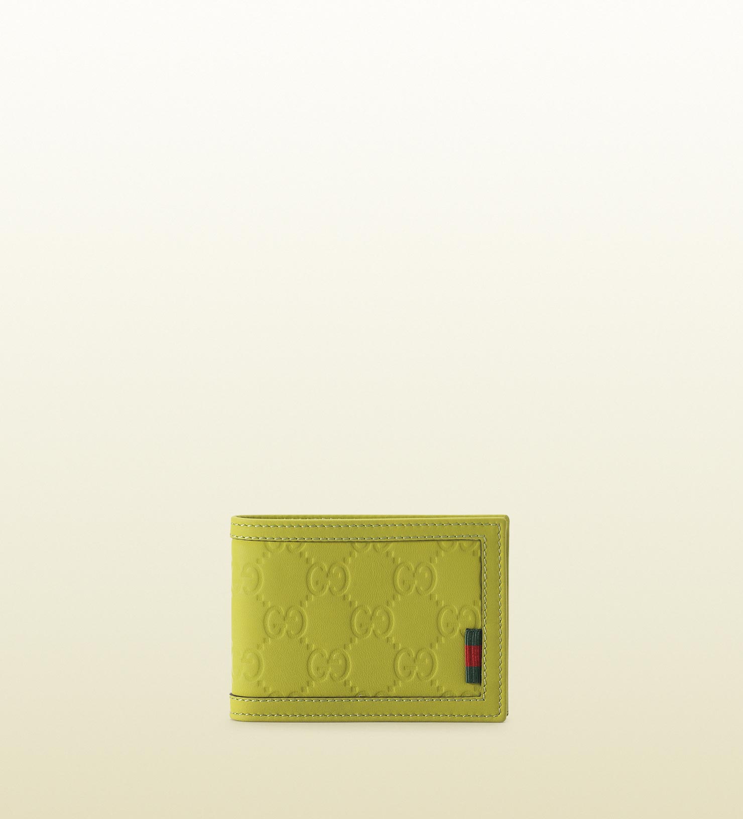 Gucci Lime Green Rubberized Guccissima Leather Bifold Wallet for Men
