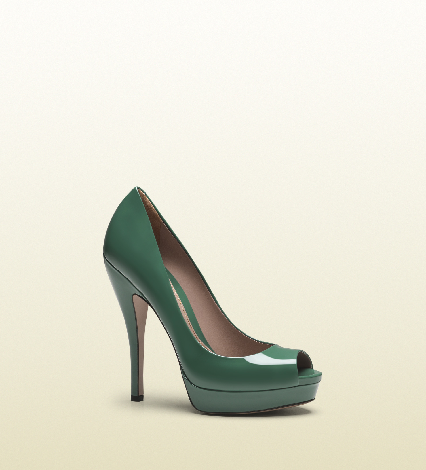 green peep toe pumps