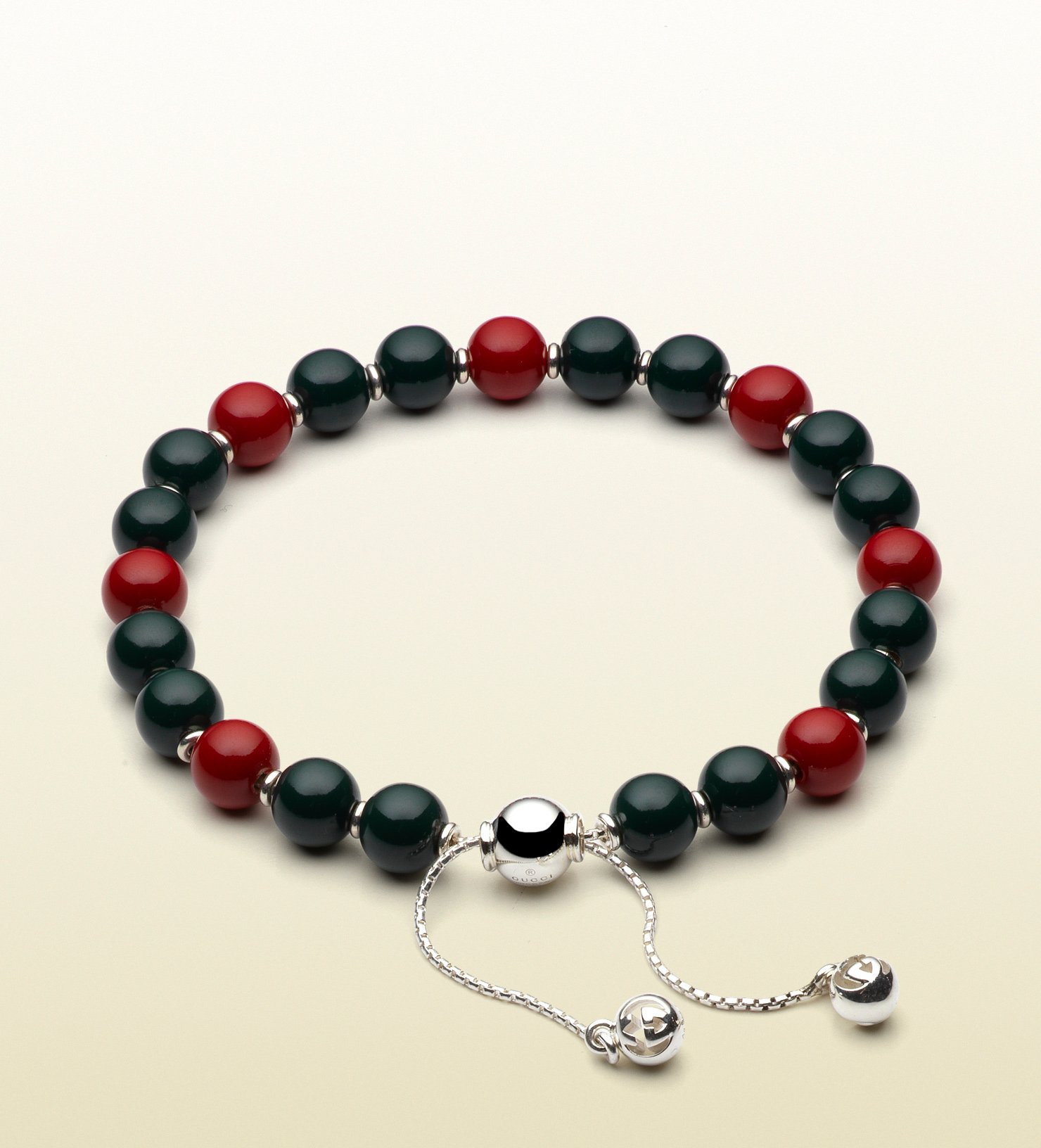 Gucci Bracelet With Green And Red Wooden Beads for Men