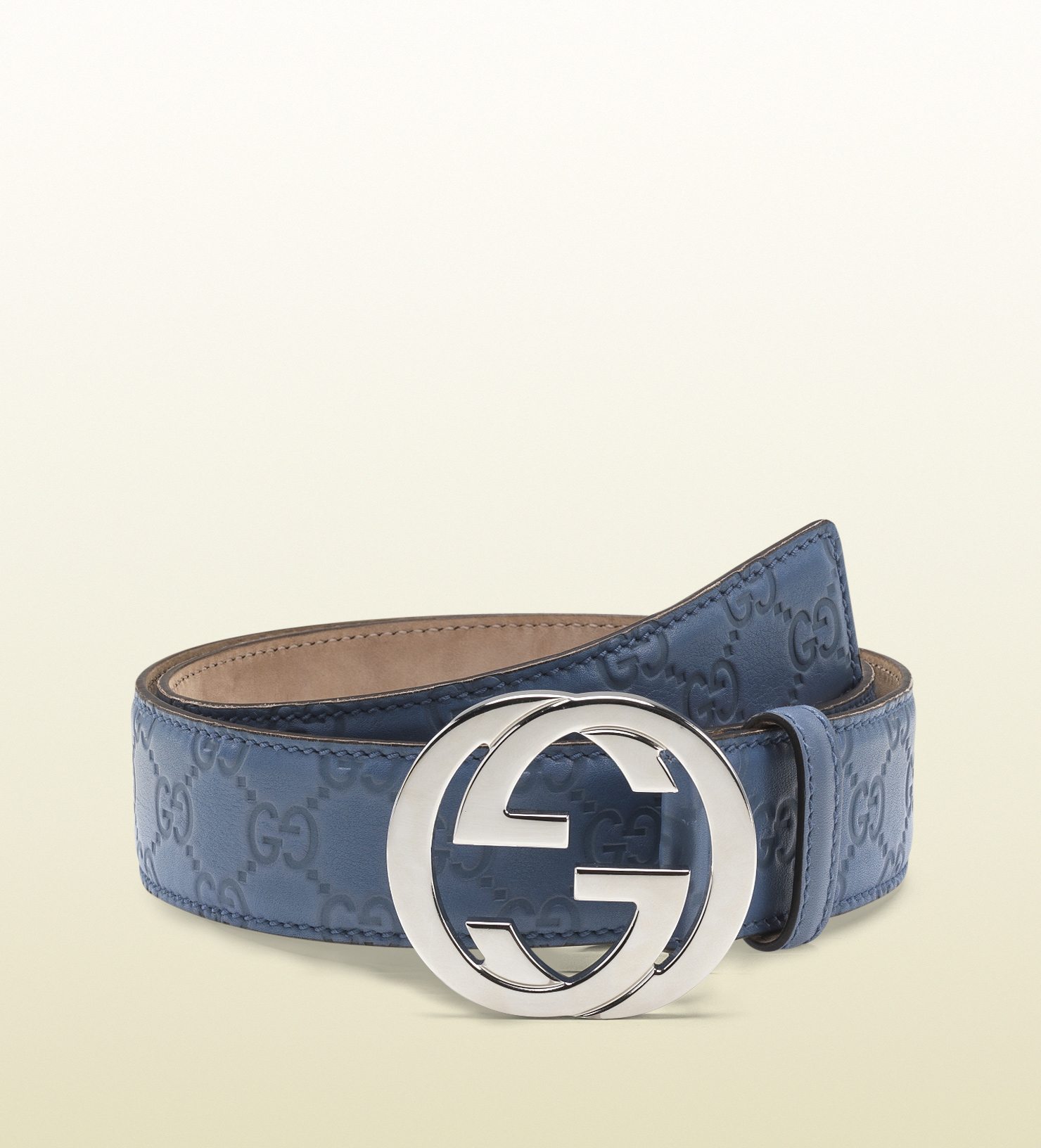 Gucci Sky Blue Guccissima Leather Belt 