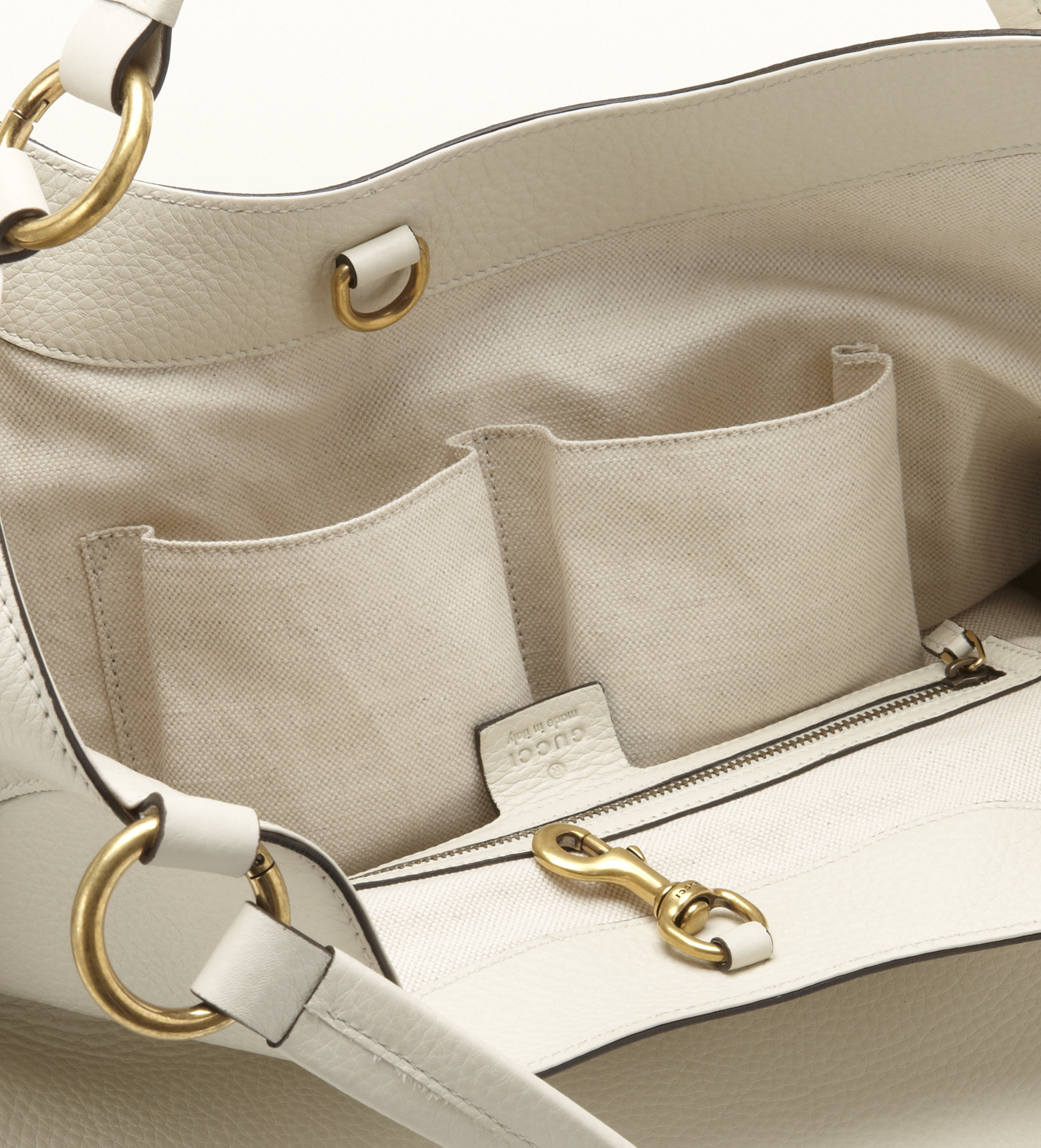Gucci Twill White Leather Shoulder Bag - Lyst