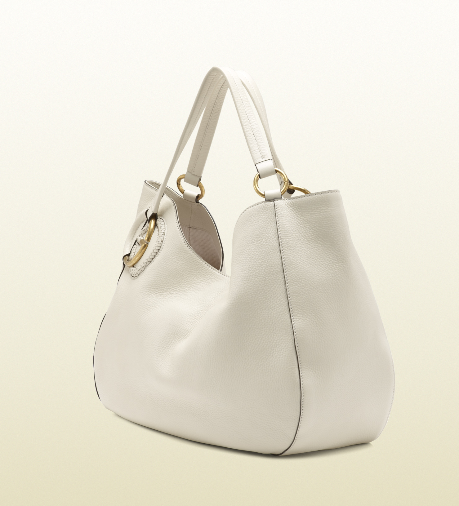 Lyst - Gucci Twill White Leather Shoulder Bag in White