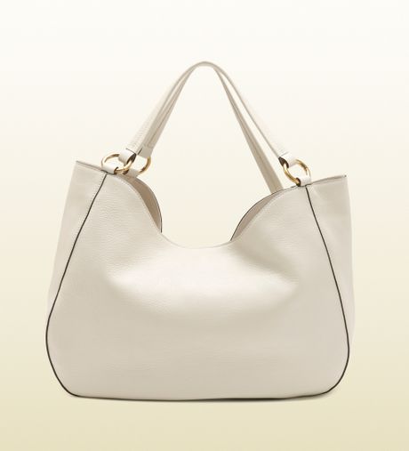 Gucci Twill White Leather Shoulder Bag in White | Lyst