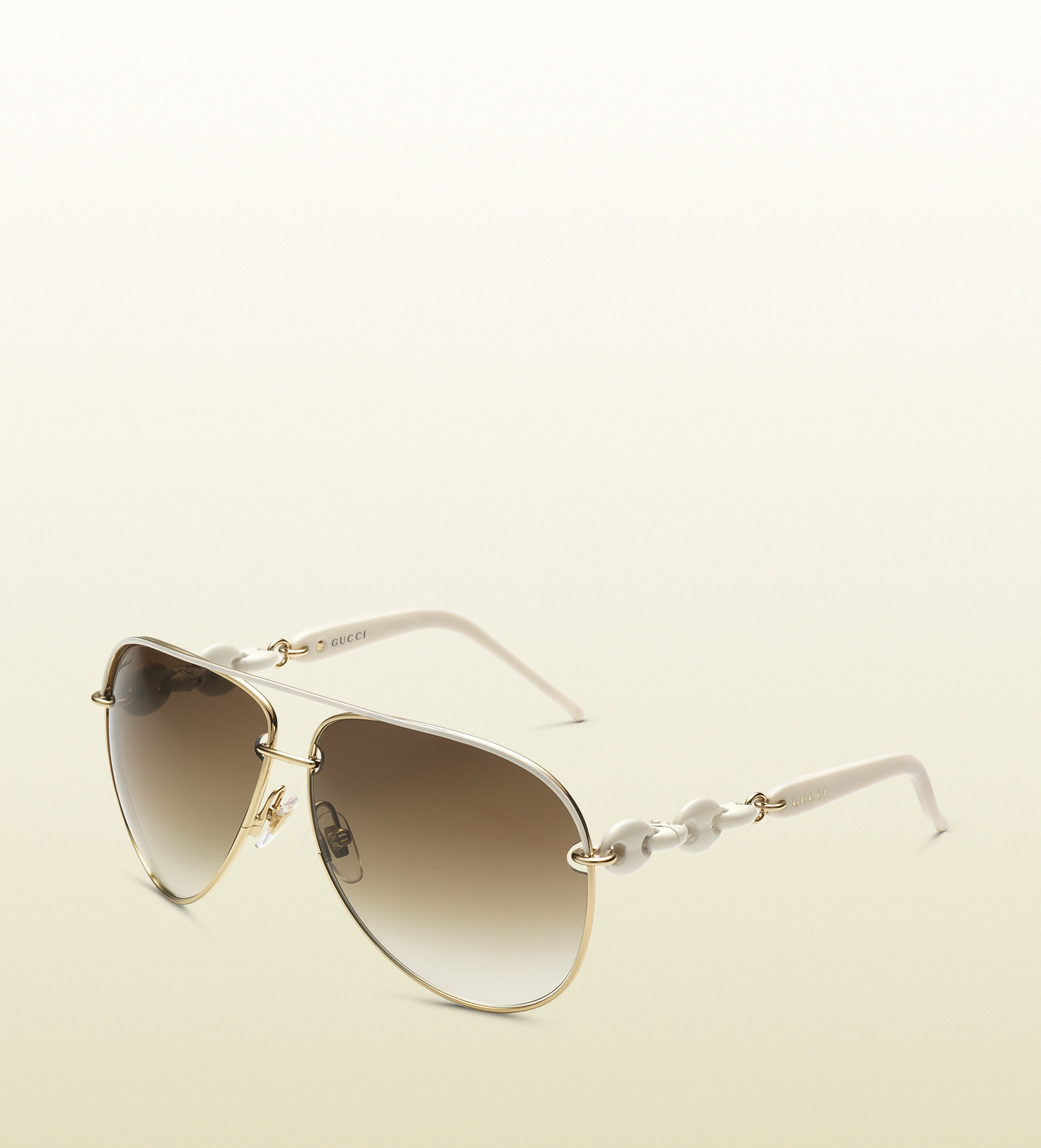 Klaar Kerstmis Vervelen Gucci Womens White Aviator Sunglasses | Lyst