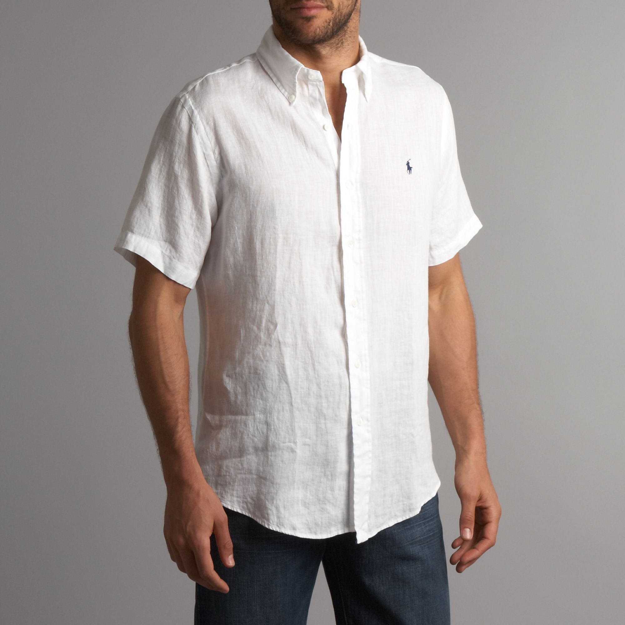 Polo ralph lauren Short Sleeved Linen Shirt in White for Men | Lyst