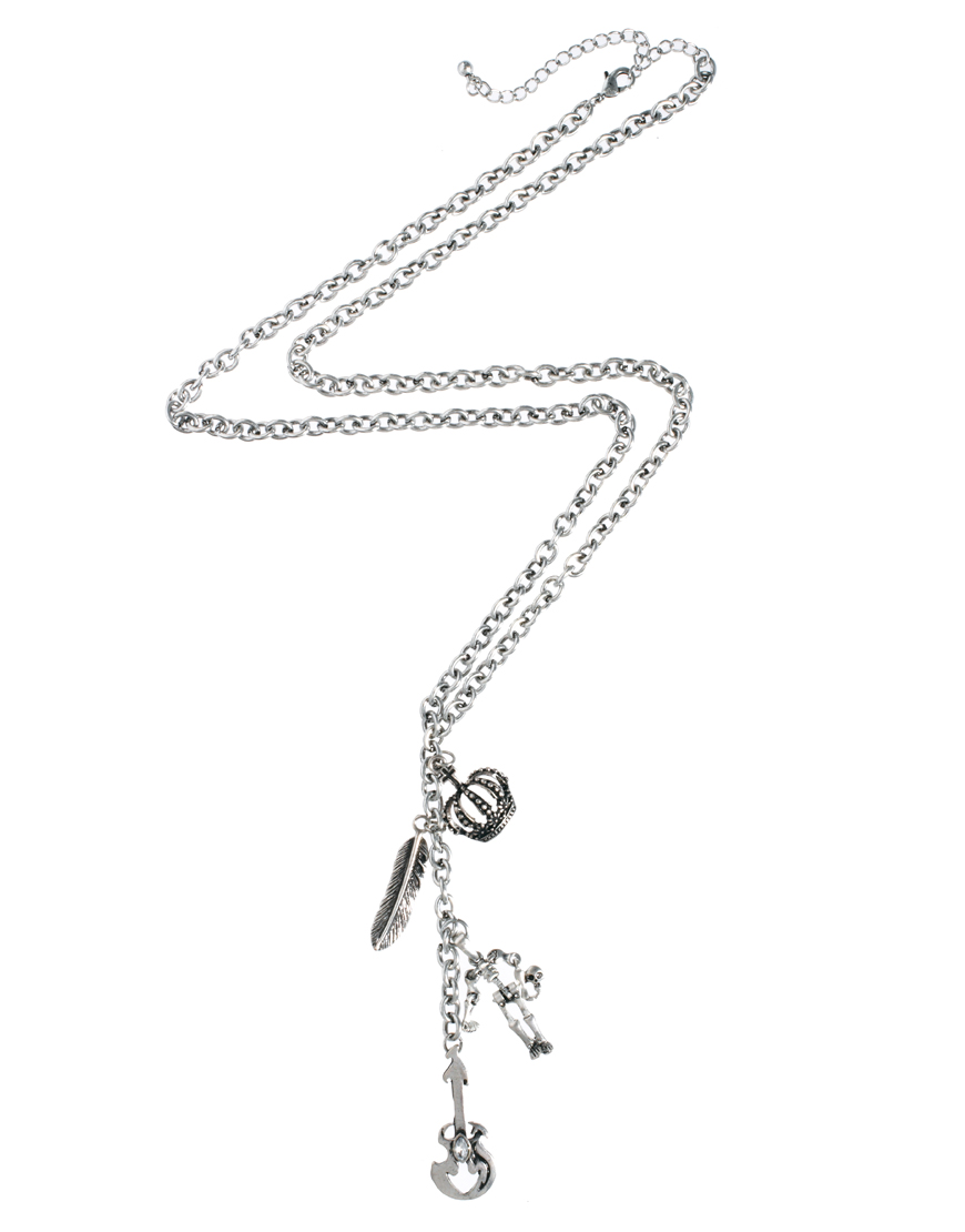 Asos Multi Charm Pendant Necklace In Metallic For Men Lyst Gallery