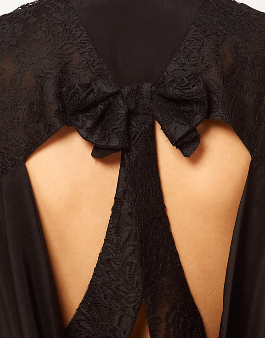 ASOS Collection Shirt with Cutout Lace Bow Back in Black ...
