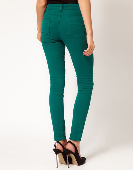 Asos Petite Exclusive Skinny Jeans i in Green | Lyst