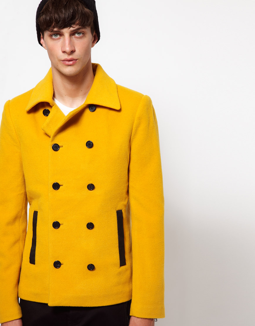 Unconditional Pea Coat in Yellow for Men | Lyst Canada