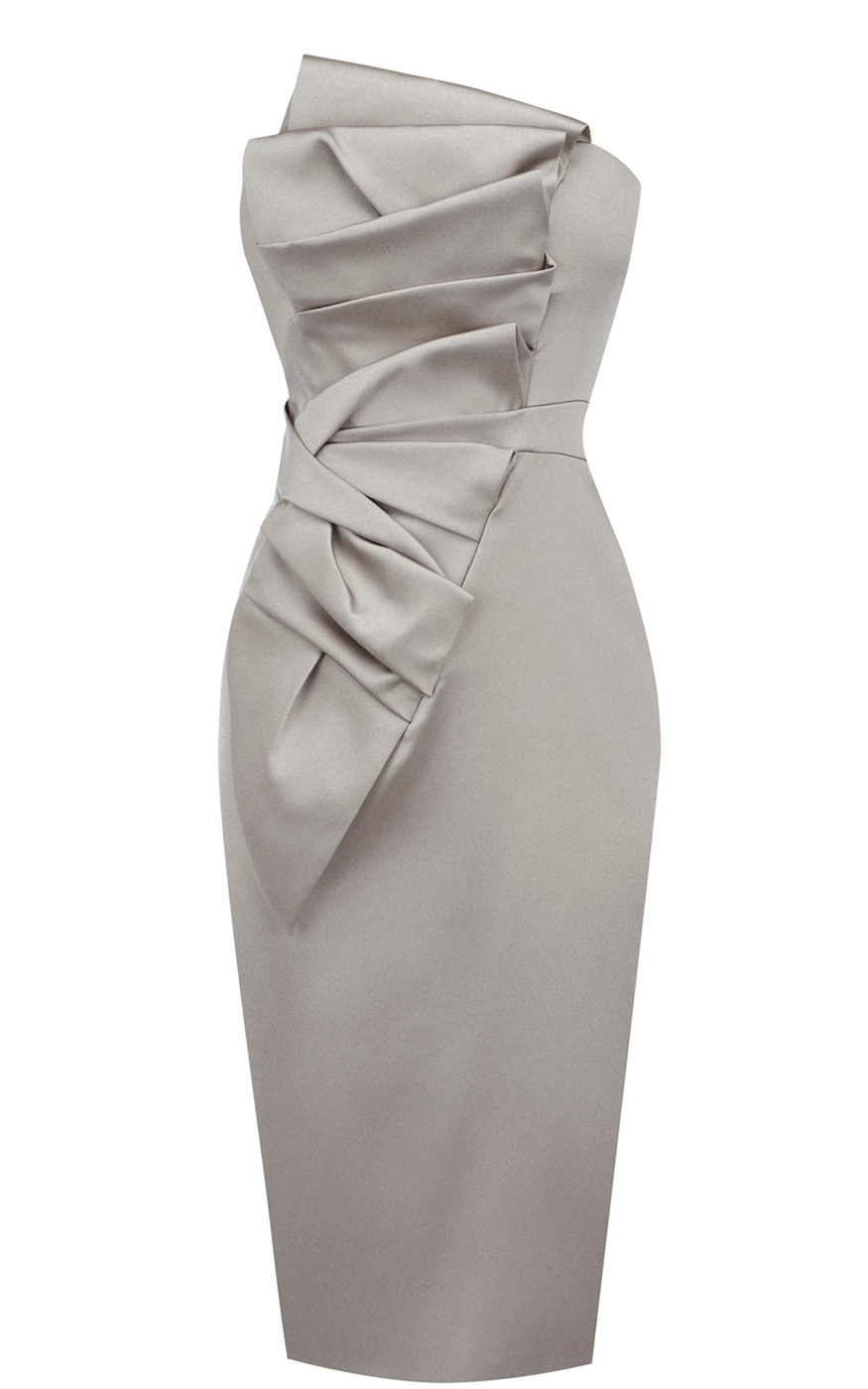 Karen Millen Signature Stretch Satin Dress in Cream (Natural) Lyst