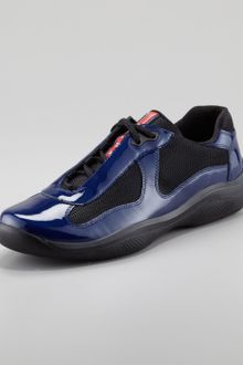Prada Patent Leather Sneaker, Navy in Blue for Men (navy) | Lyst
