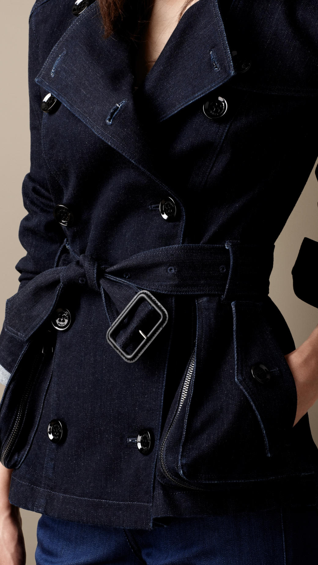 Lyst Burberry Brit Short Indigo Denim Trench Coat in Blue