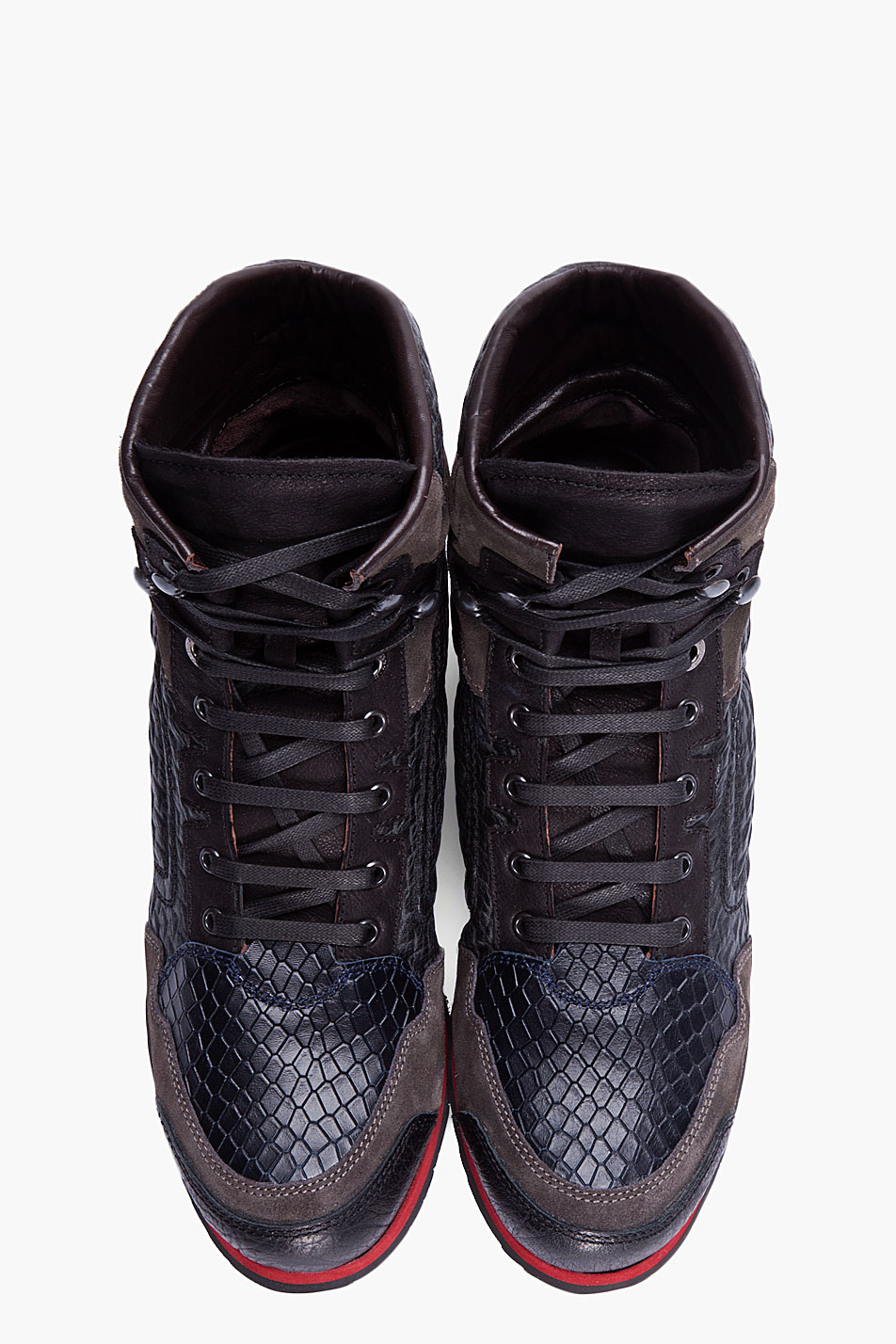 Lanvin Black Snakeskin Hightop Tennis Shoes for Men - Lyst