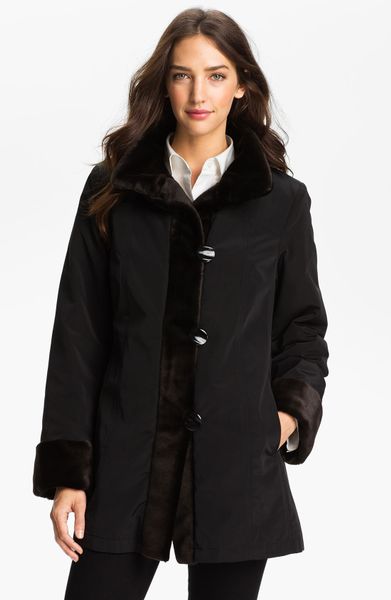 Gallery Storm Coat with Faux Fur Lining in Black | Lyst