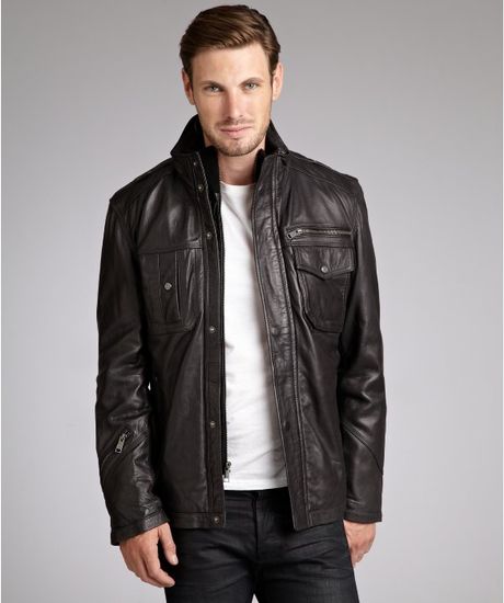 Marc New York Black Leather Zip Front Jacket in Black for Men | Lyst