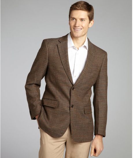 Tommy Hilfiger Glen Plaid Wool Two-Button Sport Coat in Brown for Men ...